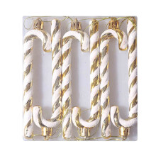 Qocolhg6Pcs Ornements de Noël en plastique pailleté en forme de canne à sucre, décoration à suspendre pour sapin de Noël, utilisables à