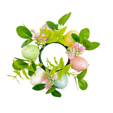 2 stuks paasei-kaarsenringen, lente-ei- en bessenkaarsenringen, kaarsenhouders, minikransen voor Pasen, feestdag, huisdecoratie, keukentafel.