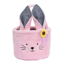 Sac fourre-tout blanc en peluche pour Pâques – Joli motif lapin, panier personnalisé pour enfants, 23 x 36 cm, idéal pour les œufs et cadeaux
