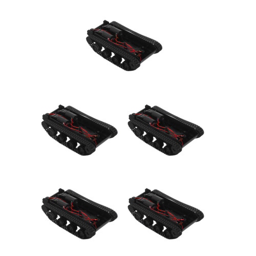 5Pièces Kit Châssis Robot Tank Tracté ABS Noir Pour Projets Stem 2