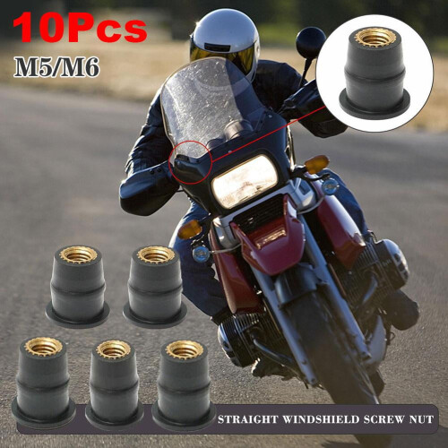 10 τεμάχια παξιμάδια στερέωσης M5Rubber5mm / 0.2in για μπουλόνια παρμπρίζ μοτοσικλέτας 1