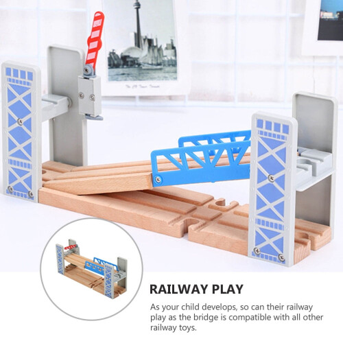 1 Set Wood Train Track Bridge Bridge for Railway Accessory Grey 2