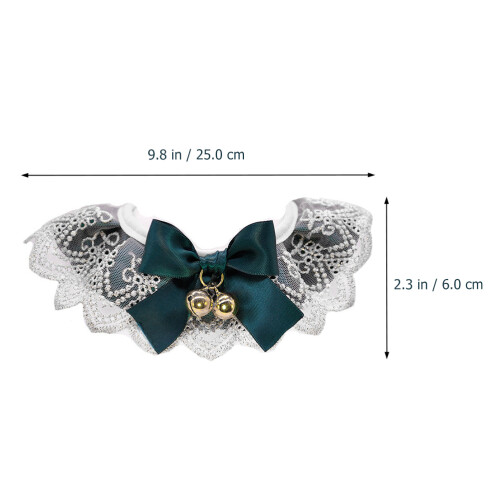 Collier Ajustable Vert Pour Chat En Coton Avec Couture Fine Style 1
