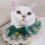 Collier Ajustable Vert Pour Chat En Coton Avec Couture Fine Style 5