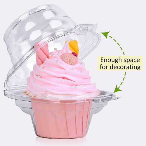 Ατομικά κουτιά για cupcakes 50 τεμαχίων – Στοιβαζόμενες πλαστικές θήκες για muffins και 2