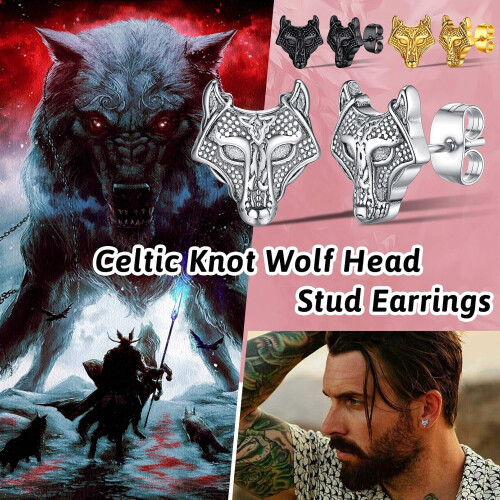 Κρίκοι Viking Animal Huggie από ανοξείδωτο ατσάλι για άνδρες, 1 ζευγάρι 1