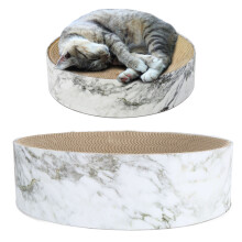 Round Cat Scratcher Bed, 40cm Corrugated Cardboard, Marbling