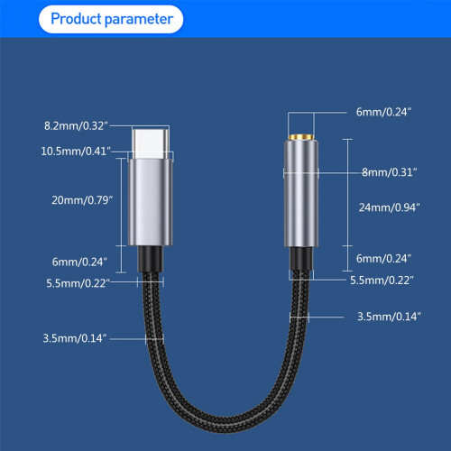 Καλώδιο USB C σε ακουστικά 3,5 χιλ. USB C σε καλώδιο dongle Καλώδιο dongle ποιότητας ήχου Hi-Fi 2