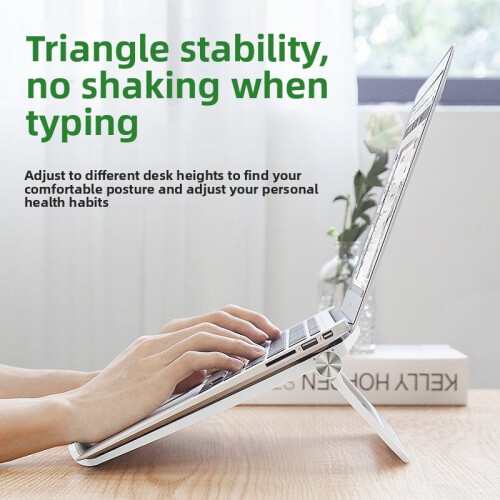 Folding tablet computer cooling bracket, triangle stable, silicone non-slip design, hollow heat dissipation, ABS material. 2