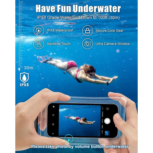 Pochete impermeável com alça de cintura – Compatível com iPhone e Android – Bolsa estanque para praia, caiaque, barco e pesca. 2