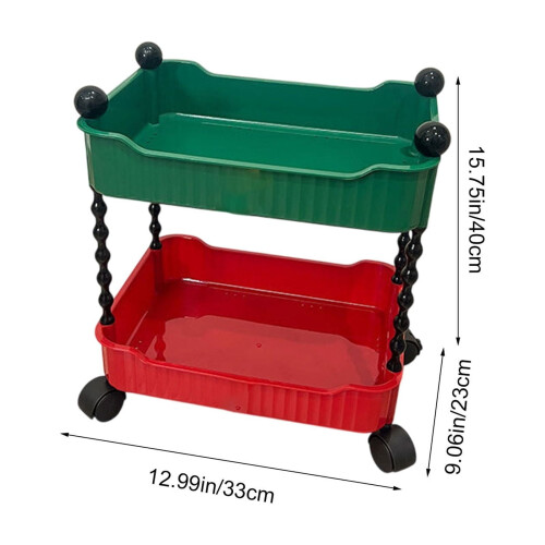 Chariot de rangement mobile à 2 niveaux multicolore 2