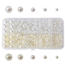 Ronde imitatieparels 4-10 mm, veelkleurige kleine parelkralen voor het maken van sieraden, armbanden en knutselprojecten – 1 doos witte set