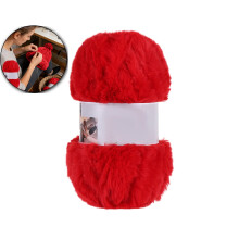 Faux Fur Yarn Soft Chunky Fluffy Yarn for Winter Crochet Knit, Scarves and Sweaters(Red)