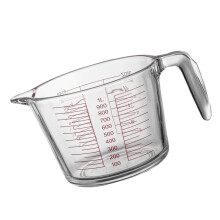 Målebeger i glass, kraftig, 1 l, hvit