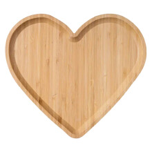 Bandeja de servir de madera con forma de corazón, 20x16 cm.