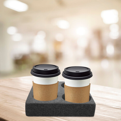 1Pcs Beverage Takeout Holder Foam Cup Compartment Rack Black for Takeaways 1