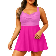 Plus Size Baddräkter för kvinnor Blouson Tankini Tops med badshorts Tvådelade baddräkter