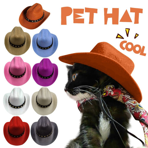 Pet Cowboy Hat with Star Pin – Red, S or L