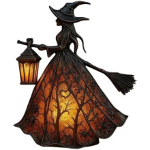 Čarodějnice lampa Halloween dekorace vitráže styl