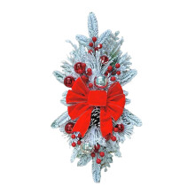 Guirlande lumineuse sans fil en forme de larme, style rustique, avec boules et nœud – Compatible avec la décoration Z2-Rouge