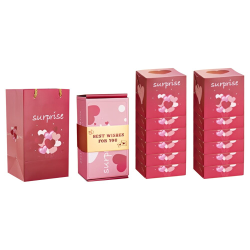 Valentinstag Pop-Up-Box mit Flamingo-Muster, 12er-Set