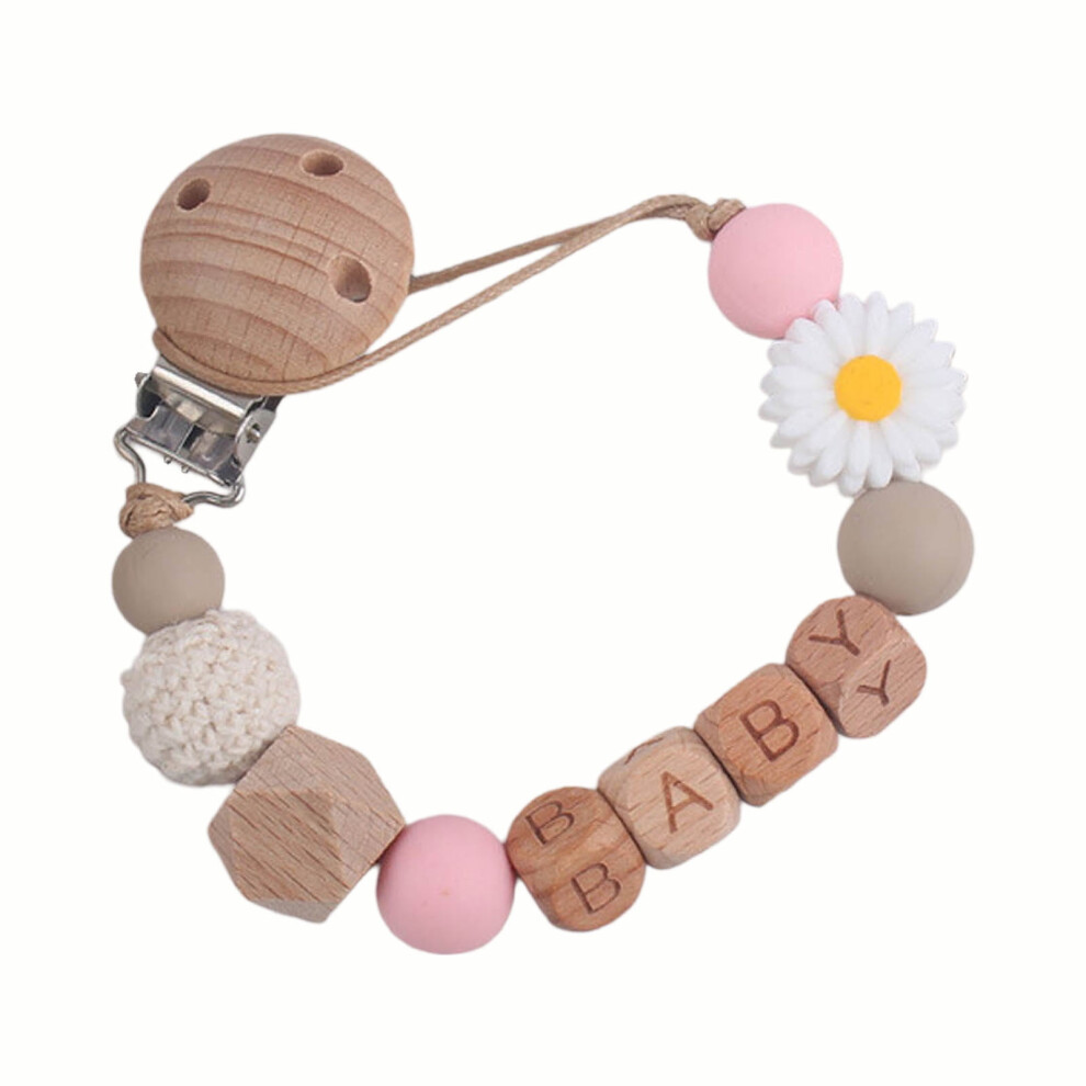 Silicone Flower Pacifier Clip with Lollipop Bead, Secure Teether Holder for Babies – Compatible with All Pacifiers