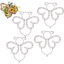 Kranzrohling, 35,5 cm Draht-Metall-Kranzrahmen, Kranzrohlinge mit Bienen-, Hasen-, Eier-, Karotten-, Herz- und Blumenmotiven,