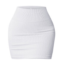 Dames basic kokerrok met hoge taille, elastisch model, geribbelde gebreide korte bodycon rok