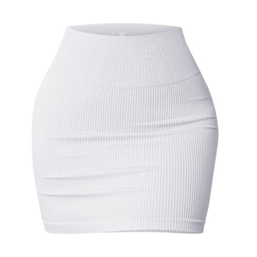 Dames basic kokerrok met hoge taille, elastisch model, geribbelde gebreide korte bodycon rok