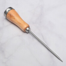 Ice Pick with Wooden Handle, Single Fork, Stainless Steel Ice Crusher for Home & Bar – 1 Pc, 8.86" – Compatible with standard ice buckets