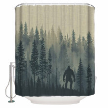 Rideau de douche mystérieux et brumeux, 91 x 183 cm, motif monstre Bigfoot des forêts, imperméable et lavable, avec 12 crochets.