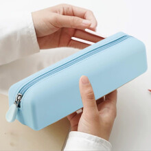 Pochette de rangement en silicone pour pinceaux de maquillage, bleue, 21,2 x 5,9 x 5,5 cm