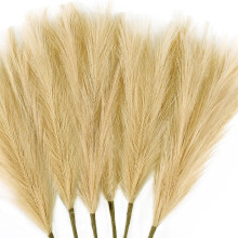 Arreglo de 6 piezas de hierba de la Pampa artificial - 45 cm (18"), tallos de hierba artificial esponjosa y pomposa para una decoración elegante del
