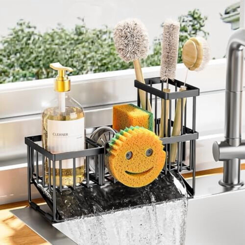 Vaskeholder med smiley-svampholder 304 rustfrit stål