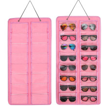 Hanging Sunglasses Organizer Wall Mount Storage Bag - Dustproof PVC Felt Multi-Slot Eyewear Display Holder, Foldable
