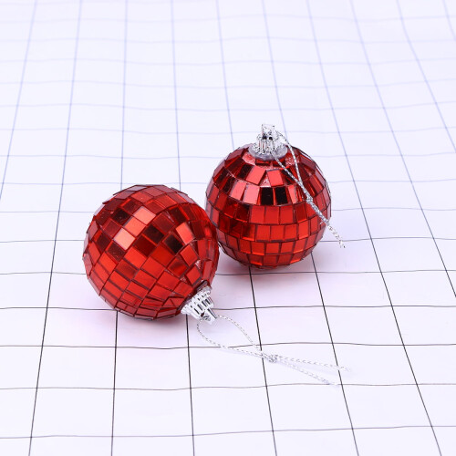 Boule à facettes rouge décorative pour discothèque d'intérieur et fêtes. 1