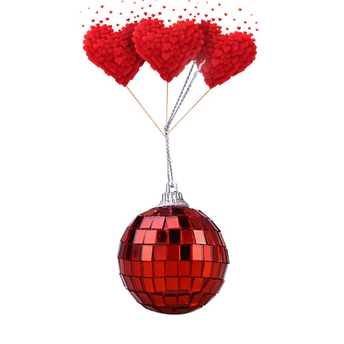 Boule à facettes rouge décorative pour discothèque d'intérieur et fêtes. 2