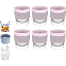 Moules à glaçons sphériques Chiclify 2,5 po avec couvercles, sans BPA, empilables, en silicone, pour bourbon et autres boissons