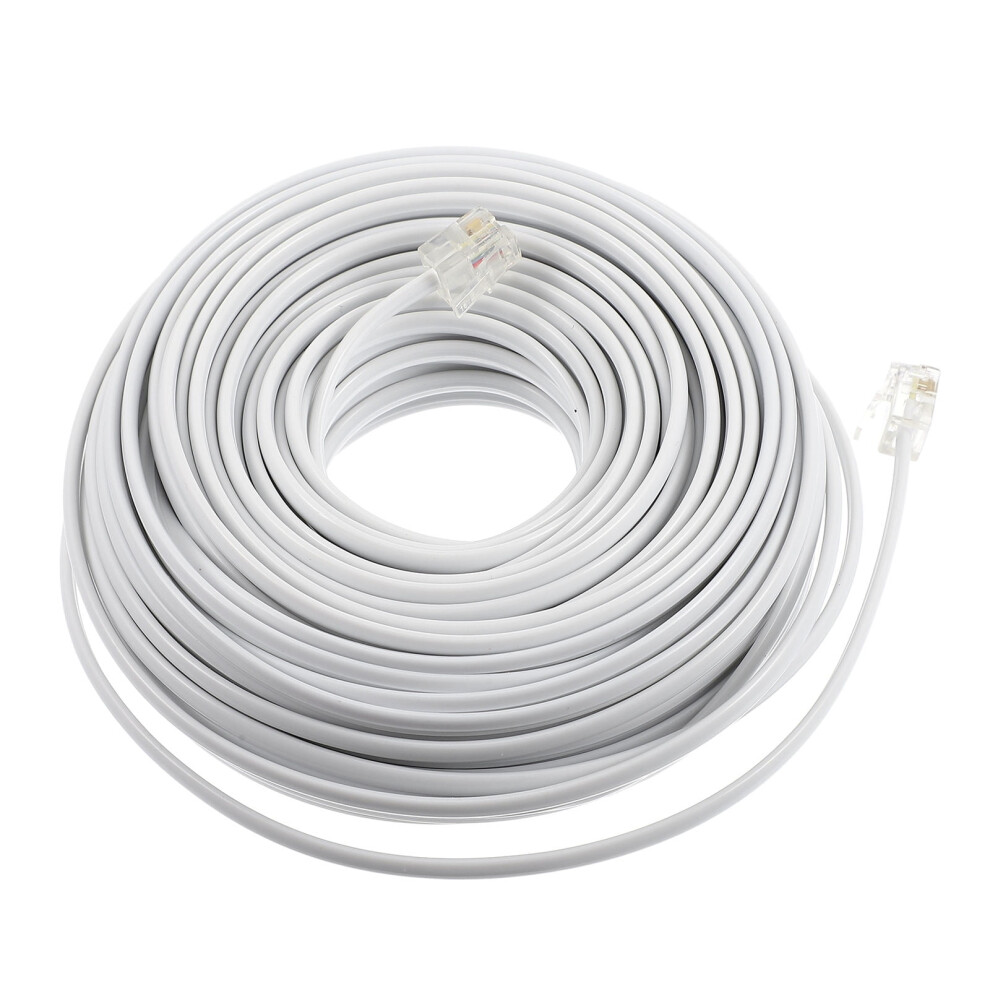 4-Core Telephone Cord With Rj11 Connectors For Home Landline Phone, Noise Resistant Cable White 9083649231371