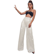 Pantalon évasé à sequins métalliques pour femme, pantalon large scintillant idéal pour les festivals, les fêtes et les soirées dansantes en