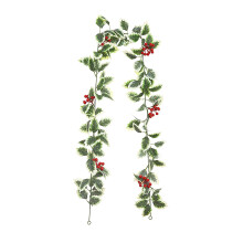 Ghirlanda natalizia di bacche rosse, ghirlanda flessibile di bacche rosse artificiali, decorazioni natalizie con stelle di Natale per interni ed