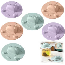 Porte-sachet de thé pour tasse, couvercles de tasse en silicone, couvercle de tasse à motif chat avec porte-sachet de thé pour café, thé au lait