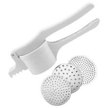 Potato Ricer with ABS and Stainless Steel for Kitchen White Color Easy to Press Mud Long Handle Design 1 Set