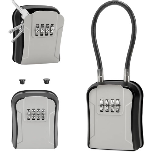 4-Digit Combination Key Lock Box – Aluminium, Wall or