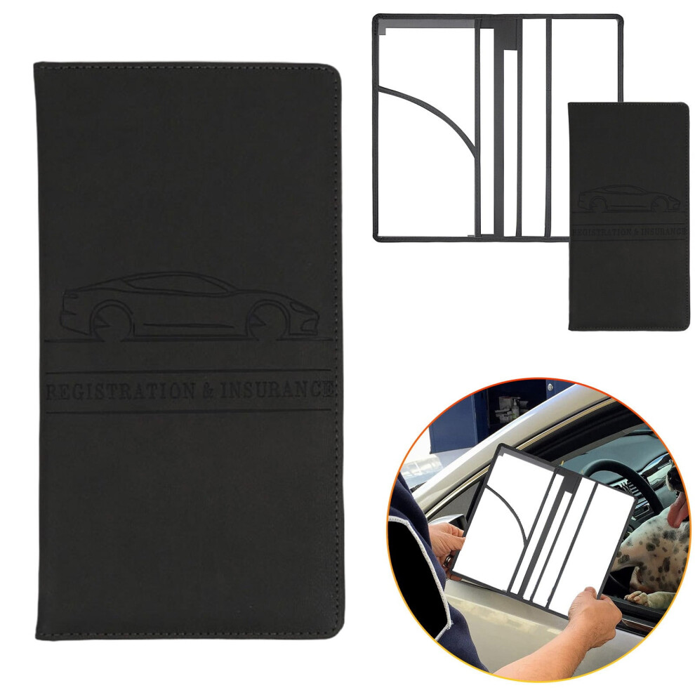 1Pc Premium Car Registration & Insurance Card Holder With Magnetic Shut, Vehicle Glove Box Wallet Case For Documents, Cards, License 9071309958744