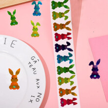Paasstickers rol (500 stuks), schattige konijntjes- en eierstickers als beloning voor kinderen, lentefeestartikelen, labels voor planners en