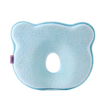 (Blue)Travesseiro macio para evitar inclinação da cabeça cabeça chata em forma de urso cama produtos para bebês