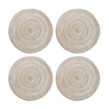 Set van 4 ronde gevlochten katoenen placemats van 38 cm (15 inch) – hittebestendig, gemakkelijk schoon te maken, milieuvriendelijk, voor dineren en