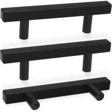 Poignées de meuble carrées noir mat, entraxe 5" 3" (lot de 30)