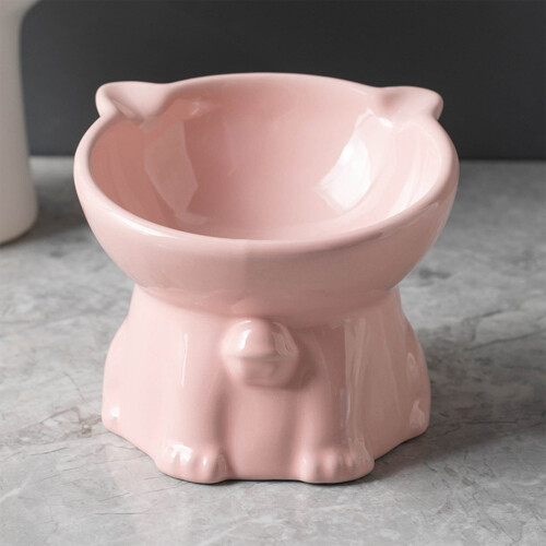 Ceramic Cat Food Bowl Pink 250ml Elevated
